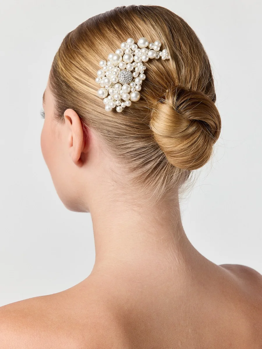 Bijou de chignon en perles, accessoire de mariée, L'Écrin Blanc