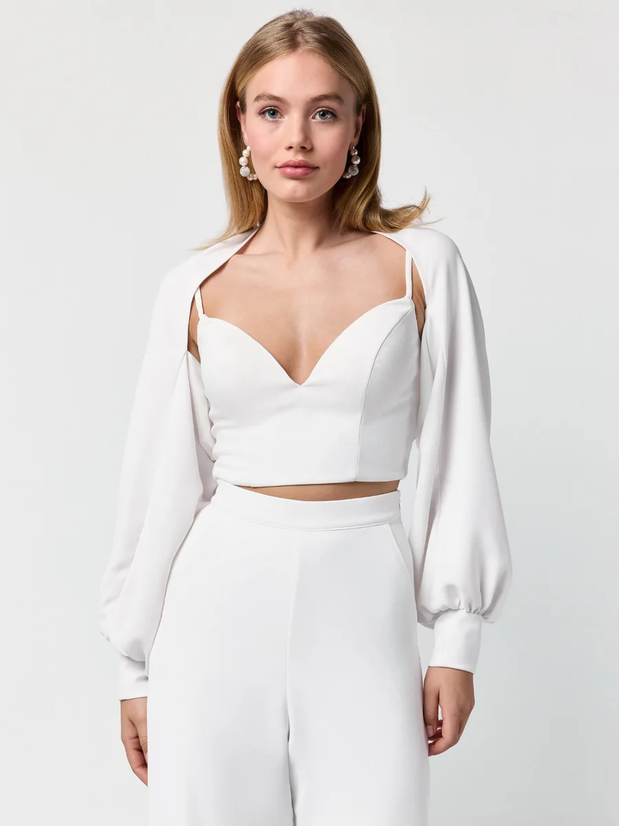 Boléro de crêpe, accessoire de mariée, L'Écrin Blanc