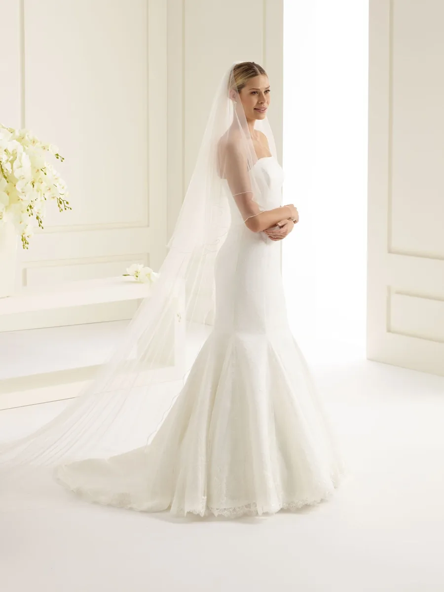 Voile double couleur Ivoire, finition fil de pêche en 300 cm, existe dans plusieurs tailles et en simple, accessoire de mariée, L'Écrin Blanc
