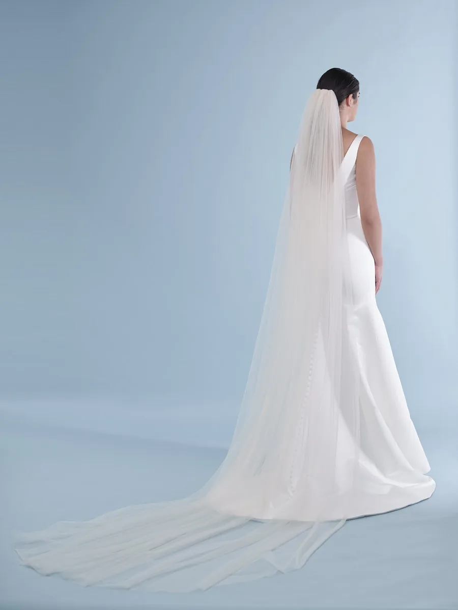 Voile simple couleur Blush sans bordure en 300 cm, accessoire de mariée, L'Écrin Blanc