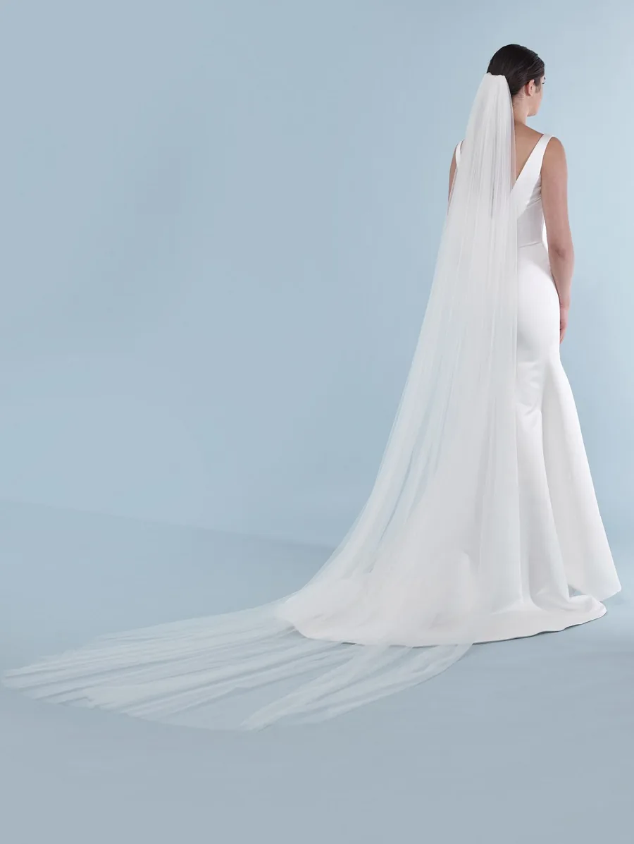 Voile simple couleur Ivoire sans bordure en 300 cm, accessoire de mariée, L'Écrin Blanc